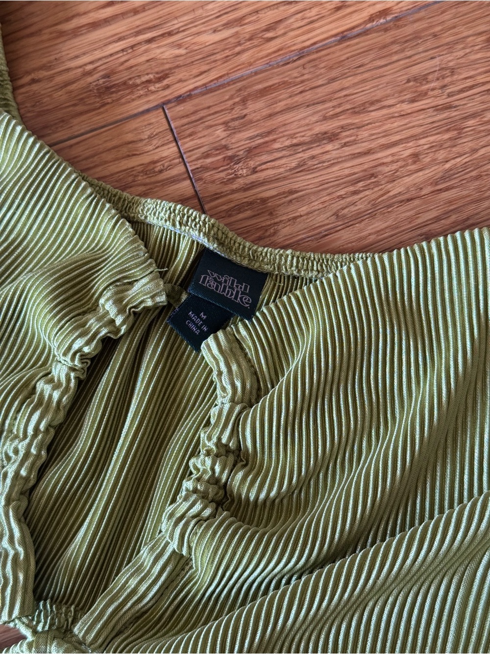 Green Ribbed Mini Skirt/Crop Set - Picture 4 of 5